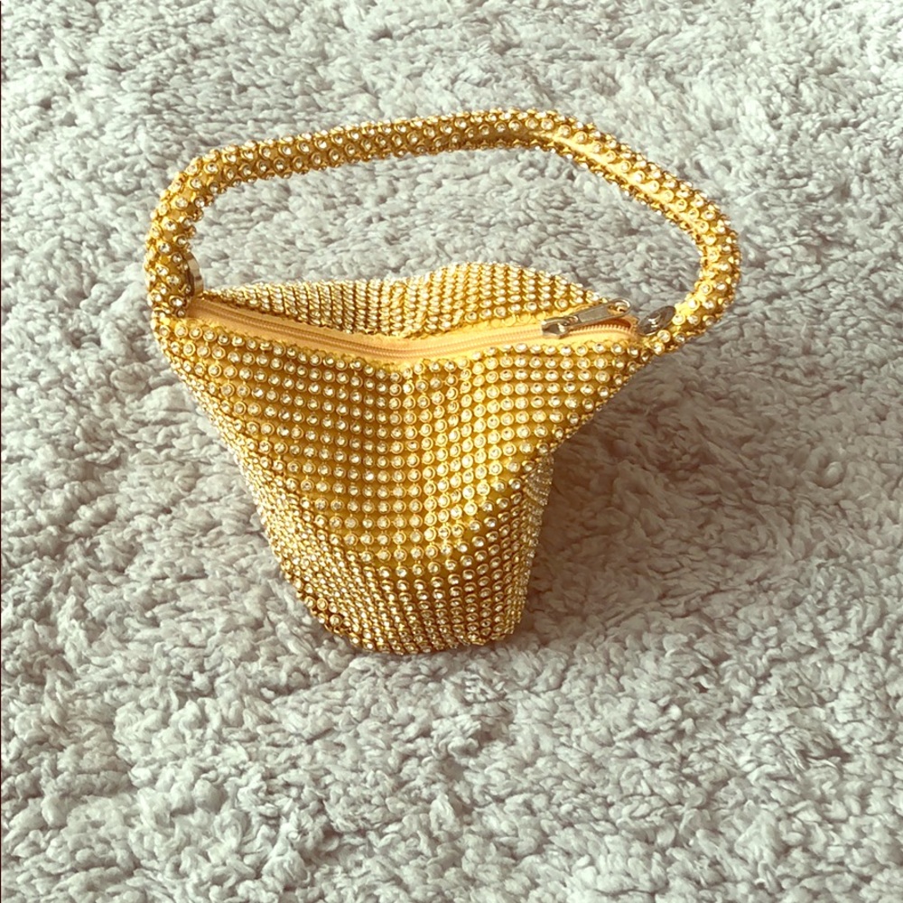 Small gold and rhinestone evening clutch